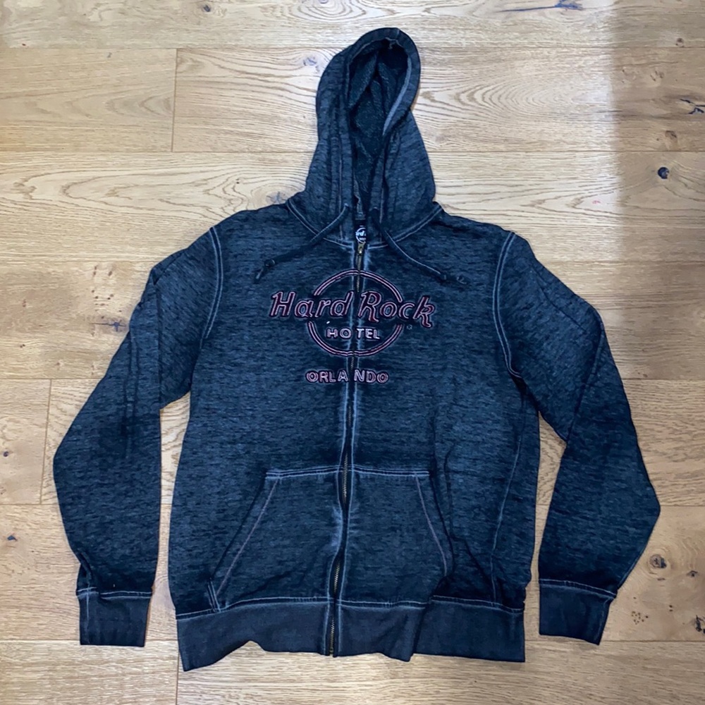 Hard Rock Orlando XL Men's Double Burnout Zip Hoodie